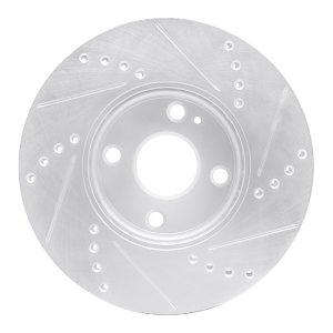 Mazda 2 Brake Rotor (1) - Front Left - R1 Concepts - Drilled & Slotted - Silver - `16-`25